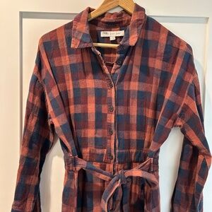 Plaid Button-Up Midi Dress